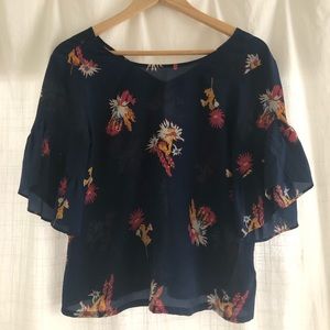 Blue floral Madewell blouse